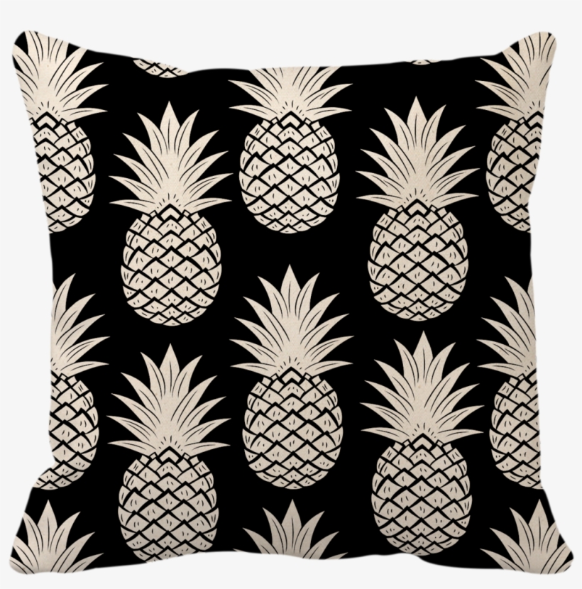 Black & White Pineapples - Funhom Black And White Ink Pineapple Throw Pillow Cover, transparent png #3044001