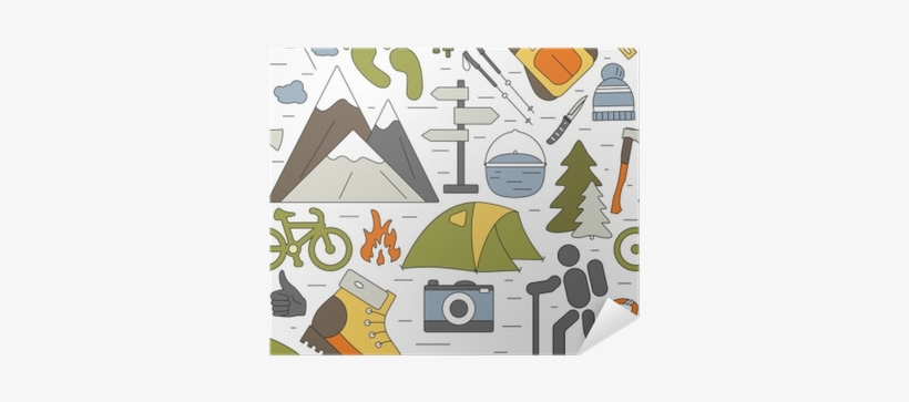 Hiking And Camping Icons Pattern - Hiking - Free Transparent PNG ...