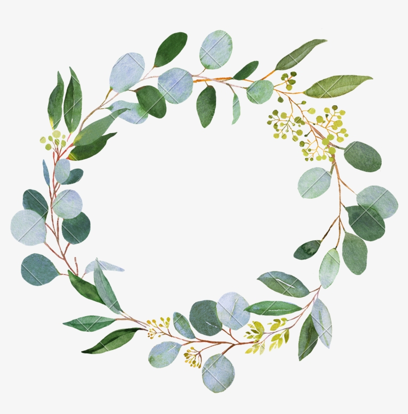 Download Green Wreath Png Picture Black And White Greenery Wreath Watercolor Free Transparent Png Download Pngkey