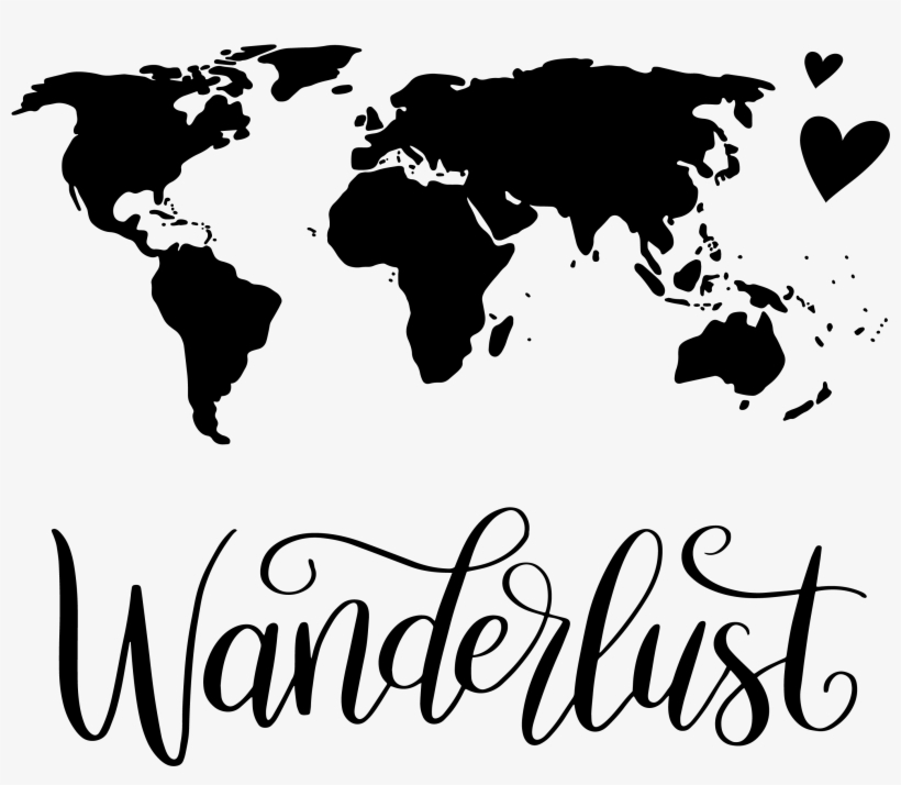 World Map Black And White Wanderlust - Free Transparent PNG Download ...