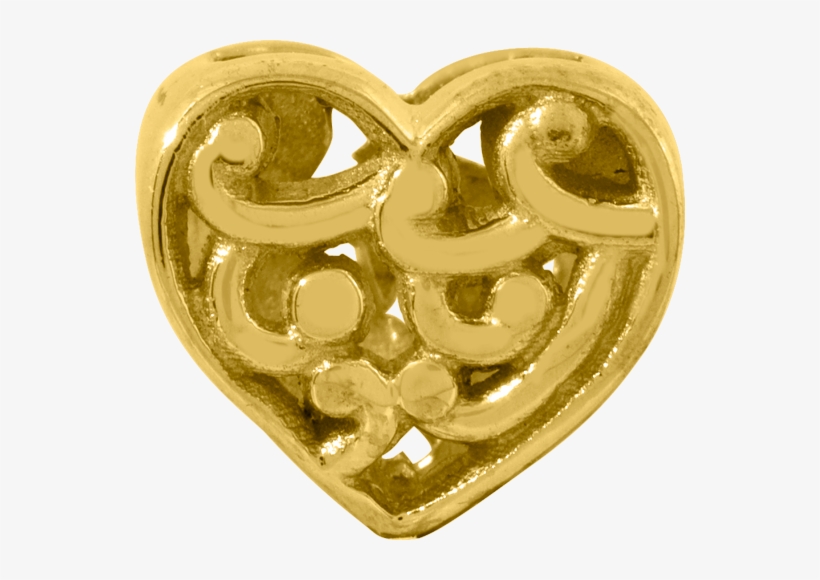 14k Yellow Gold Reflections Scroll Heart Bead - Goldia 14k Gold Reflections Scroll Heart Bead, Girl's, transparent png #3137422