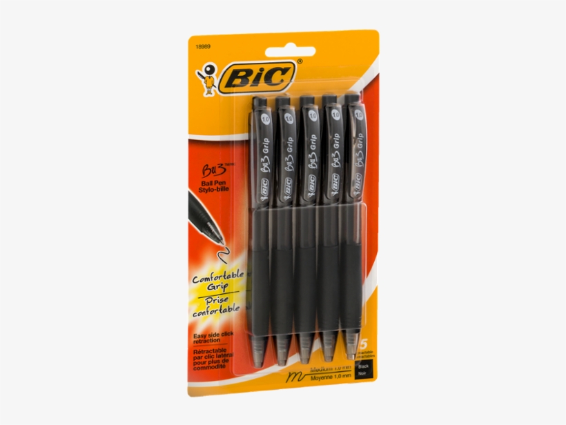 Bic Bu3 Retractable Ball Point Pens, Black, 1.0 Mm, - Free Transparent PNG  Download - PNGkey