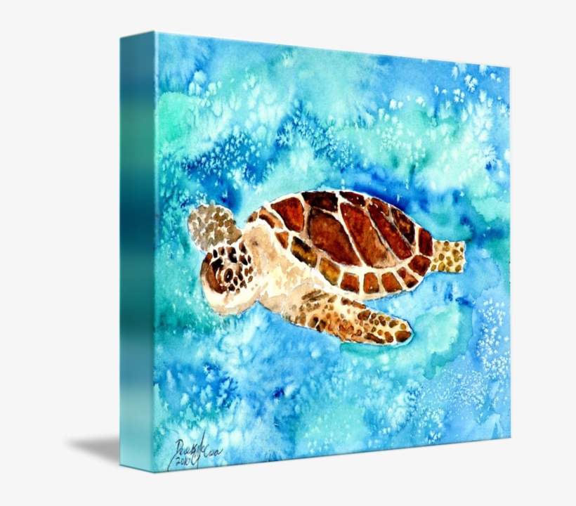 Sea Turtle Sea Life Painting Print By Derek Mccrea - Artwall Derek ...