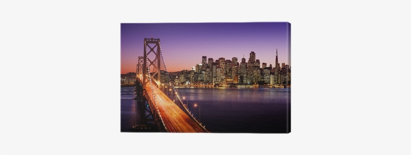 San Francisco Skyline And Bay Bridge At Sunset, California - Golden Gate Bridge Art 32x24 Poster Decor, transparent png #3587676