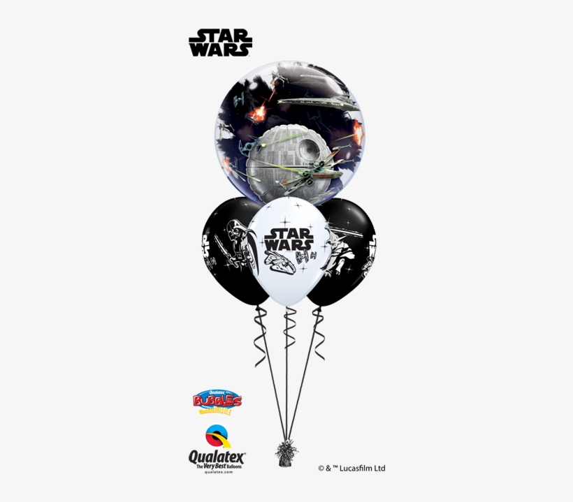 Baby Bouquet With A Double Layer Of 3x Latex Balloons - 24 Double Bubble Death Star Star Wars Balloon, transparent png #3615924