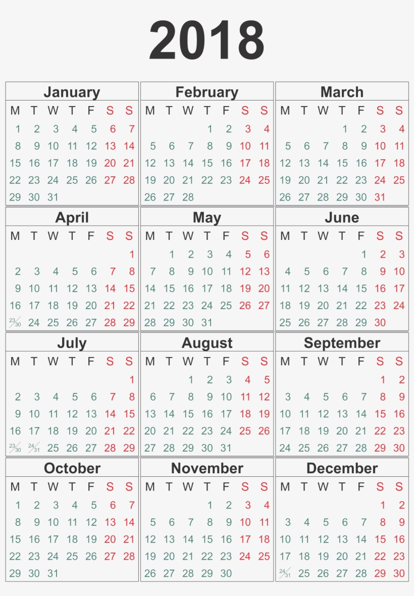 2018 Calendar Transparent Png - Number - Free Transparent PNG Download ...