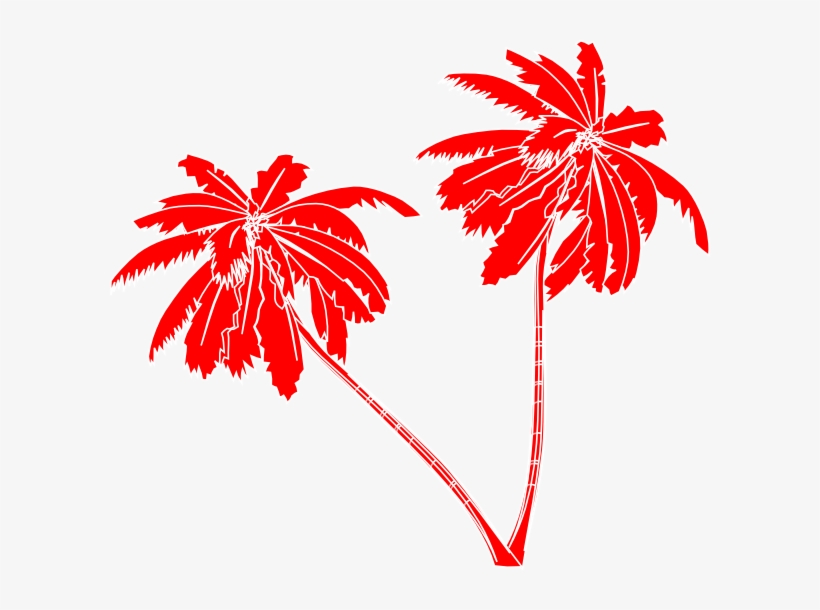 Red And White Palm Trees Clip Art At Clker - Red Palm Trees Png - Free