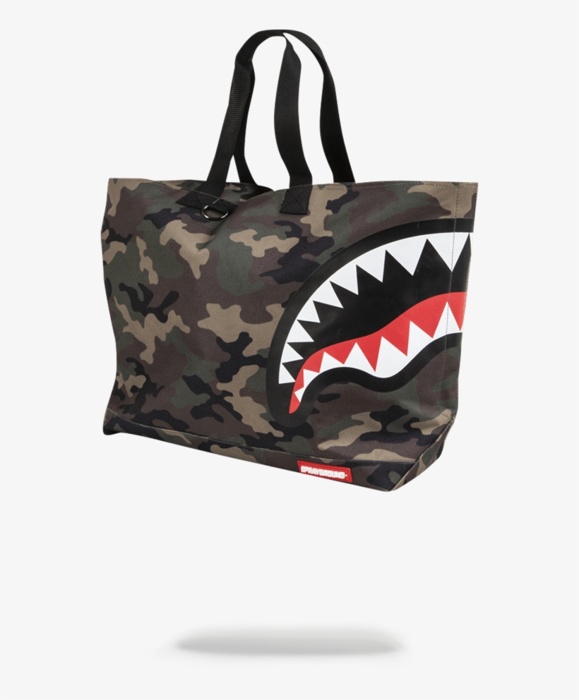 Sprayground Tote Bag X Sharks Mouth Woodland Camo - Sprayground Camo Shark Tote, transparent png #3918722