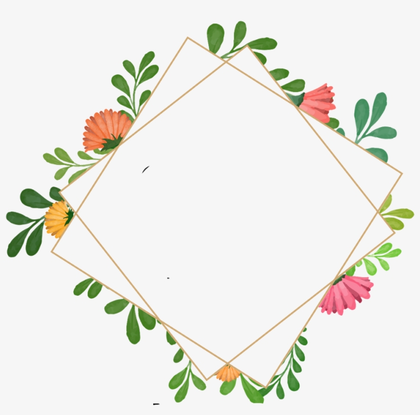 Flowers Geometricshapes Geometric Frame Border Wreath - Watercolor Painting, transparent png #4065569