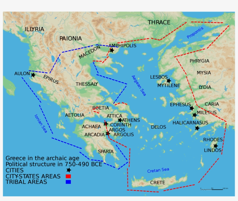 Map Of The Archaic Period In Ancient Greece Or Ancient Map Of Greece   409 4098640 Greek Border Png 