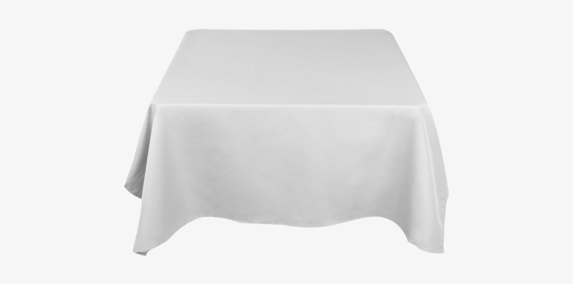 table with white tablecloth