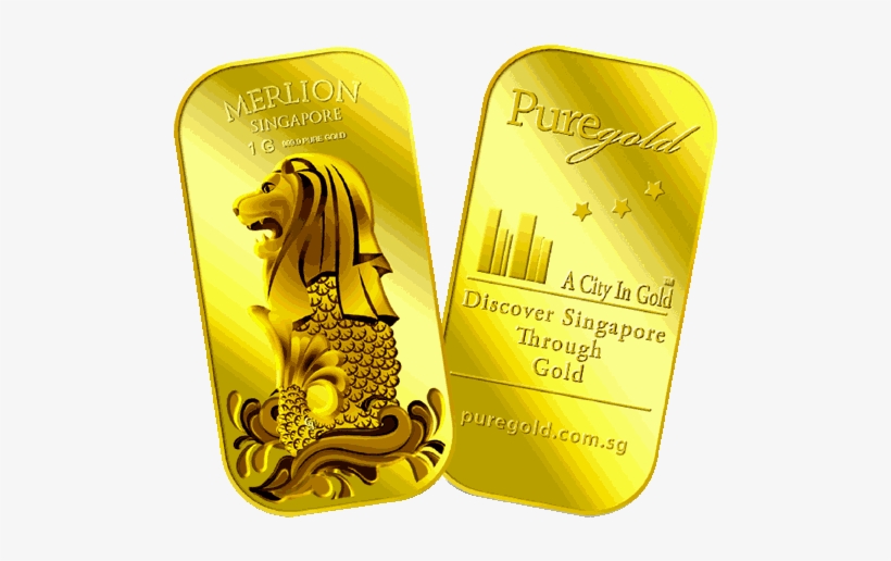 Gold Numismatic Puregold Merlion Gold Bar Goldheart Gold Bar Free Transparent Png Download Pngkey