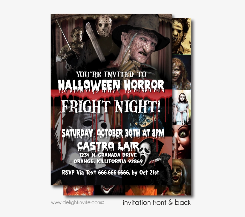 Classic Horror Movie Halloween Invitation Printable - Horror Movie ...