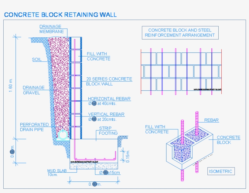 Concrete Retaining Wall Section Detail 6917