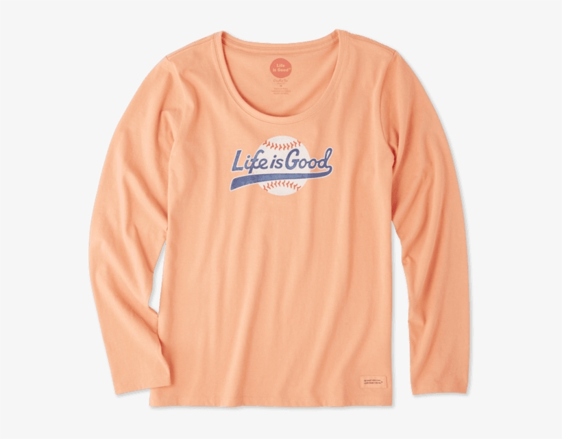 Women's Baseball Script Long Sleeve Crusher Scoop - Long-sleeved T-shirt, transparent png #4325213