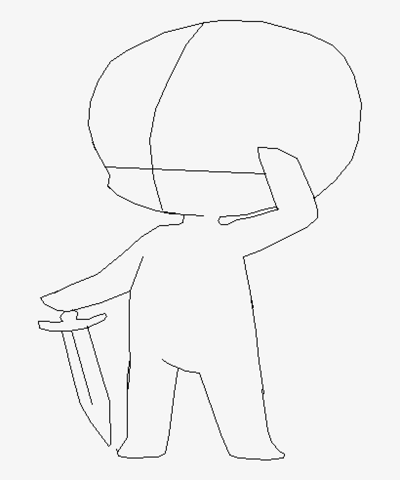 Chibi With Sword Base - Line Art - Free Transparent PNG Download - PNGkey