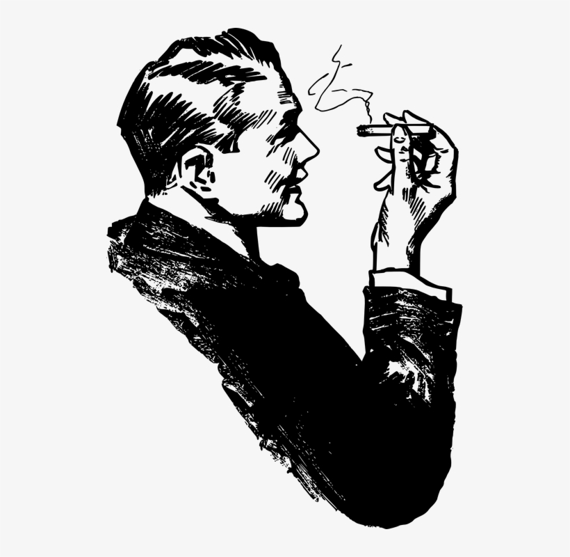 Drawn Cigarette Male Smoking - Smoking Man Clip Art, transparent png #4372918