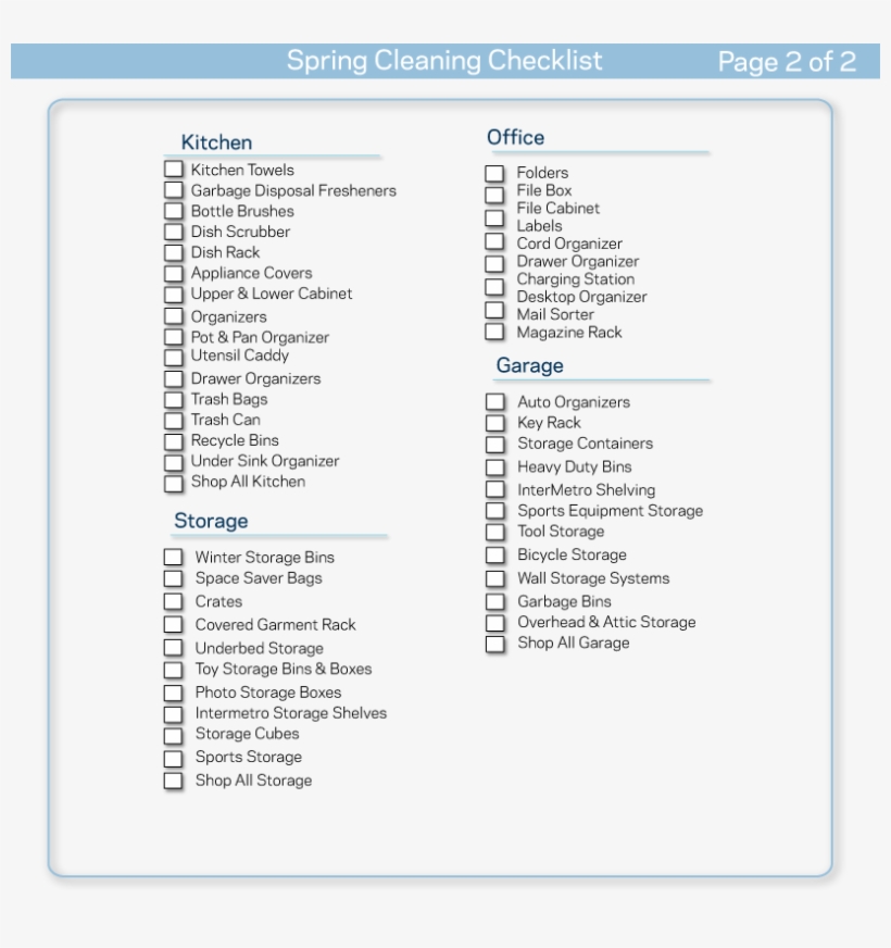 House Cleaning List Template Spring Cleaning Checklist Free 