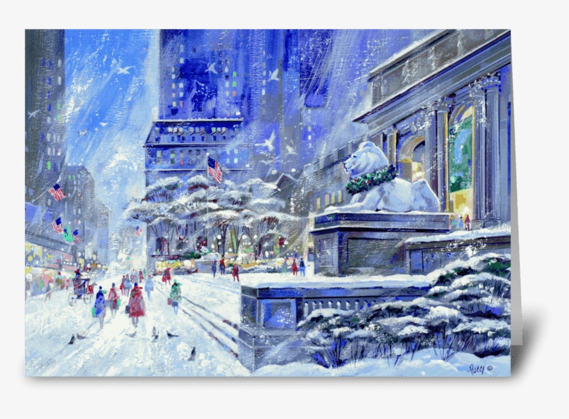 New York Public Library By Albert Pucci Greeting Card - New York City, transparent png #460169
