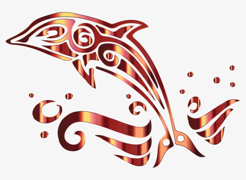 Chromatic Tribal Dolphin 5 No Background - Dolphin Swim Background Clipart, transparent png #4816550