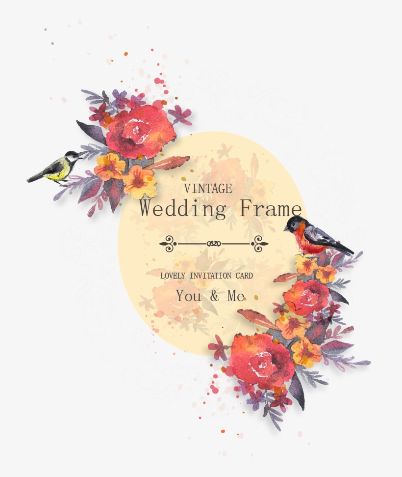 Image Free Library Hollywood Vector Watercolor - Wedding Invitation Card Vintage Png, transparent png #50226