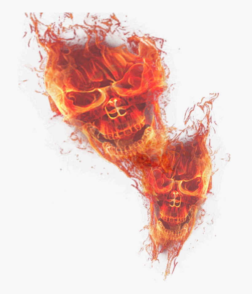 Double Skull Png Transparant - Transparent Fire Skull Png, transparent png #5131381