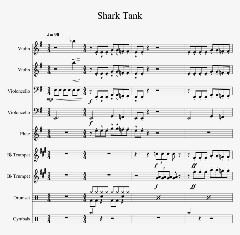 Shark Tank Entrance Music Sheet Music For Violin Flute Shark Tank Music Sheet Free Transparent Png Download Pngkey