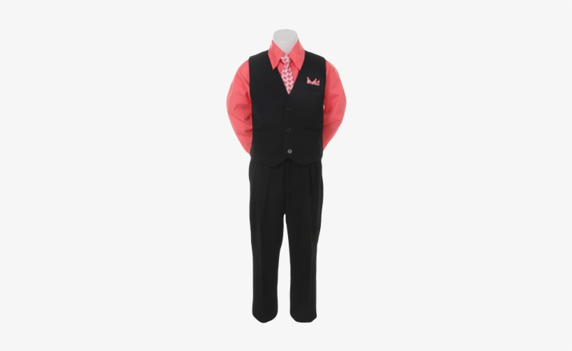 Boys Pinstripe Vest Suit With Fuchsia Shirt And Tie - Suit, transparent png #562135