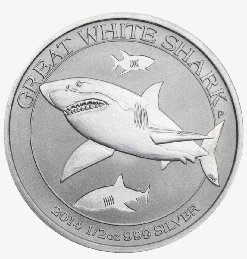 2014 Australian Great White Shark 1/2oz Silver Coin - 1 2 Oz Great White Shark, transparent png #5747162
