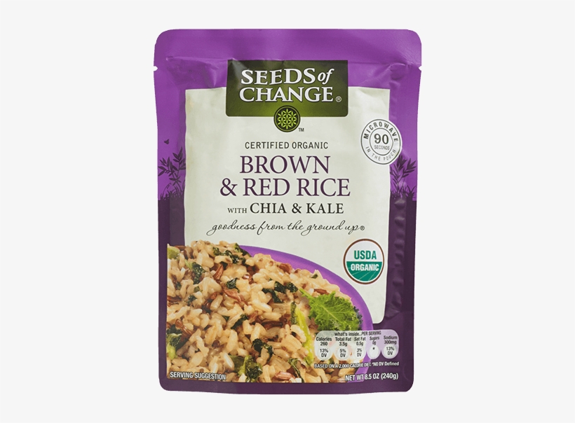 Brown & Red Rice With Chia & Kale - Seeds Of Change Brown & Red Rice, transparent png #5886887