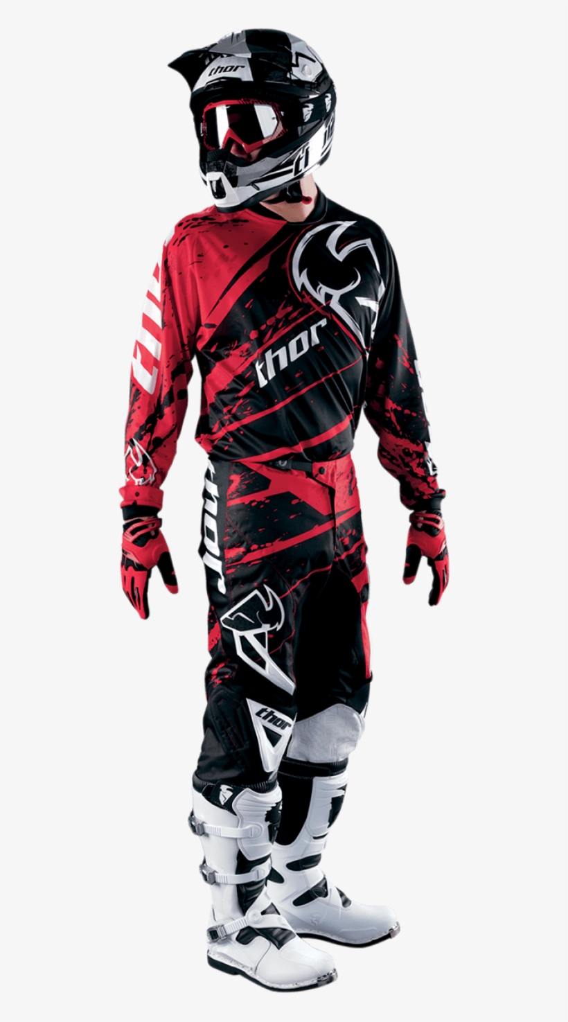 red dirt bike suit