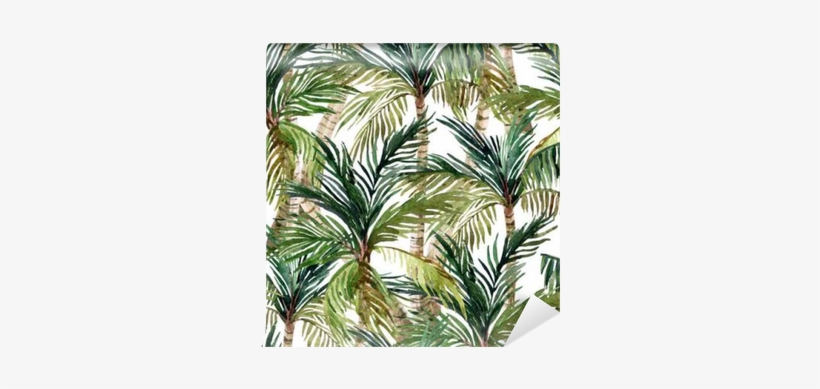 Watercolor Palm Tree Seamless Pattern Wall Mural • - Watercolor ...
