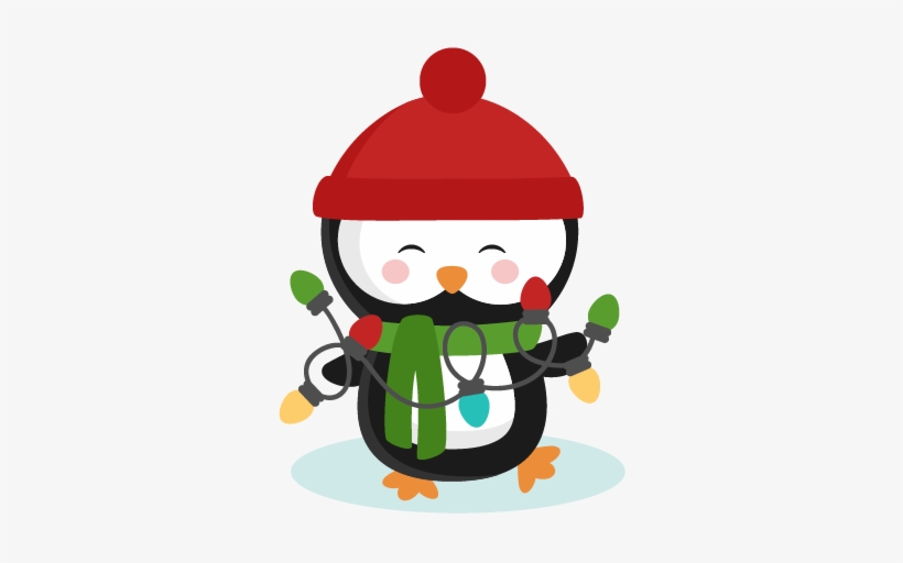 Download Penguin With Christmas Lights Svg Cutting Files For - Cute ...