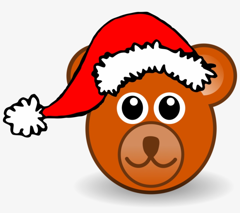 Funny Teddy Bear Face Brown With Santa Claus Hat - Christmas Bear ...