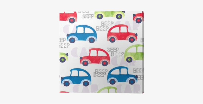 Seamless Pattern With Colorful Watercolor Cars - Watercolor Painting, transparent png #641604