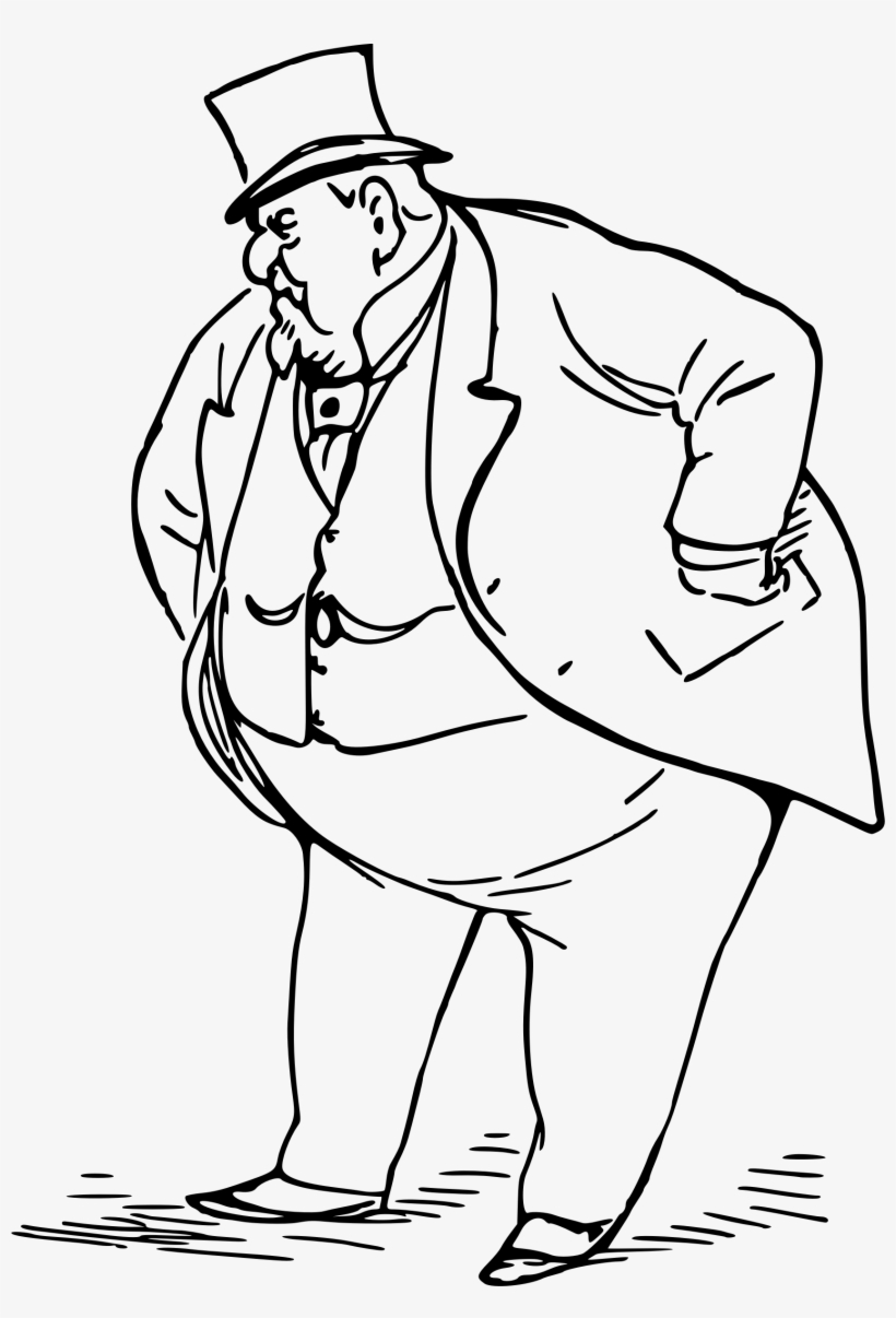 Big Image - Fat Man Line Drawing - Free Transparent PNG Download - PNGkey