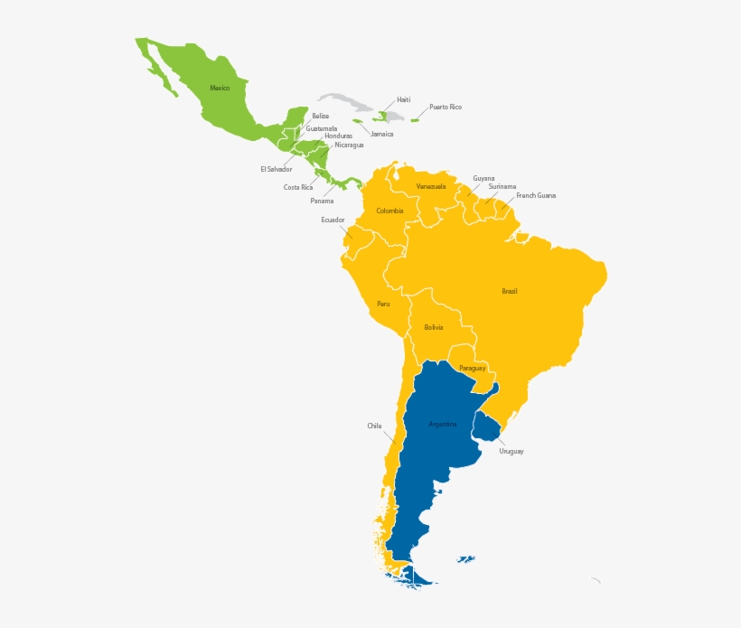Карта латинской америки со странами