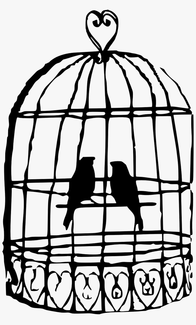 Birdcage Lovebirds Grey Clip Art At Clker - Birdcage Drawing - Free ...