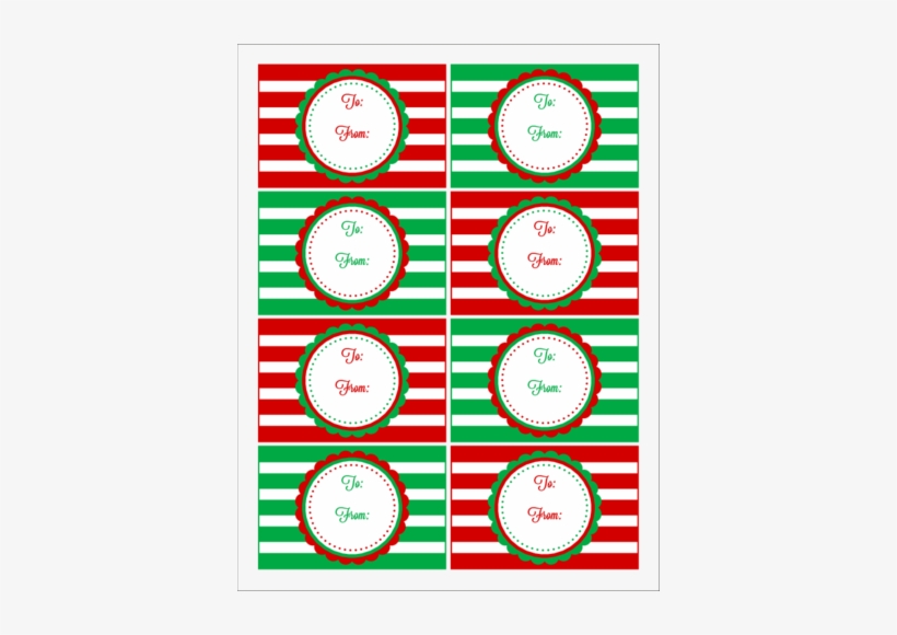 Red & Green Striped Christmas Gift Tag Labels - Christmas Day - Free ...