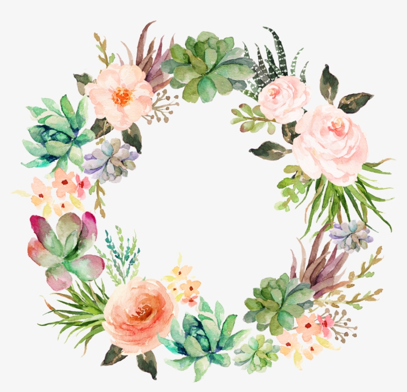 Wedding Invitation Paper Watercolor Painting Wreath - Watercolor Succulents With Flowers, transparent png #76764