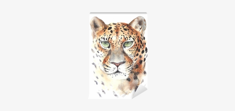 Leopard Big Cat Head Portrait Watercolor Painting Illustration - Painting, transparent png #750415
