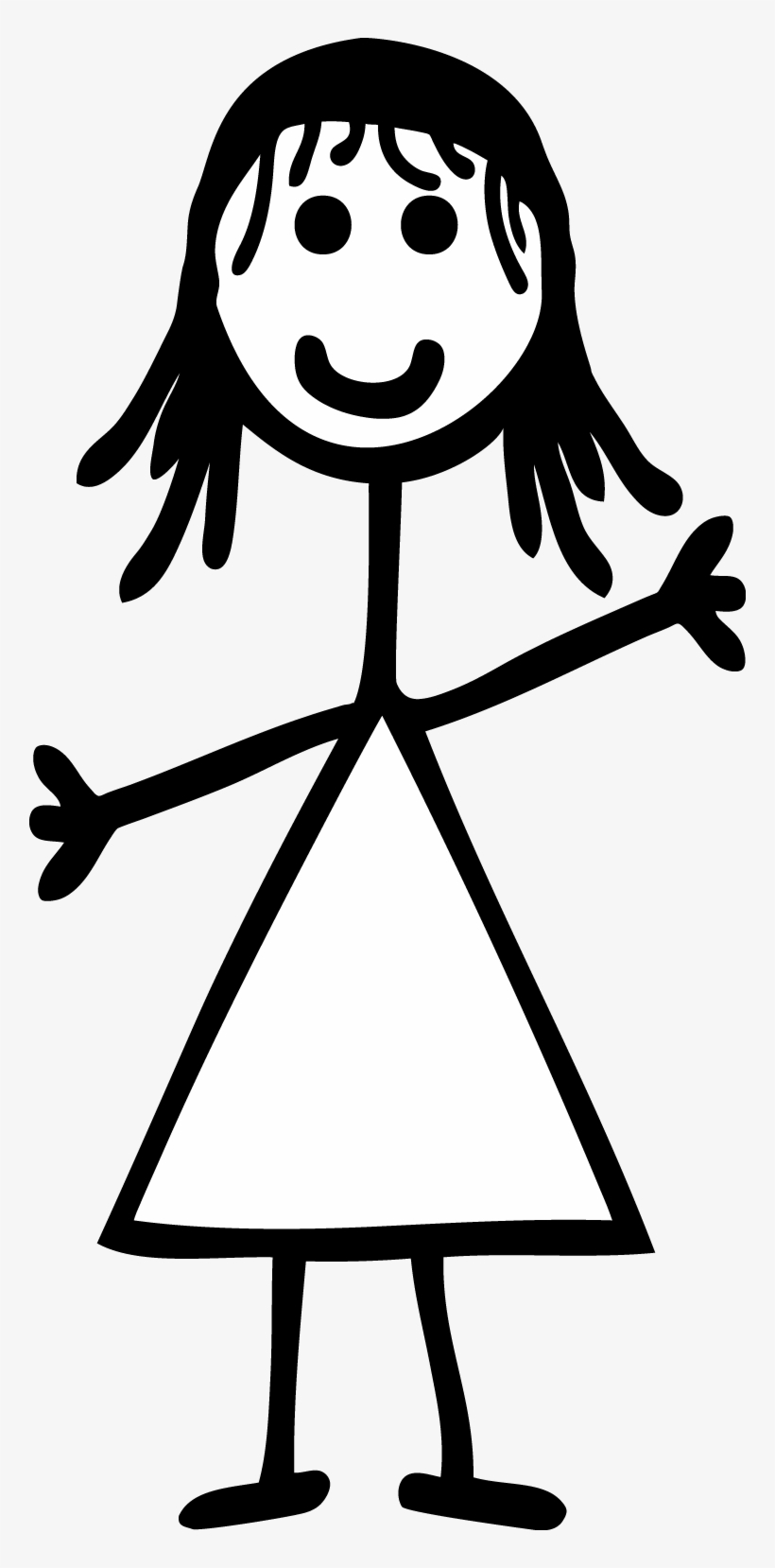 stick figure girl with ponytail