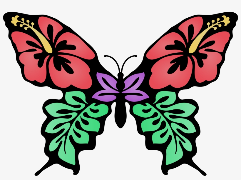 Clip Art Transparent Library At Getdrawings Com Free - Butterflies And Flowers Drawing, transparent png #7804996