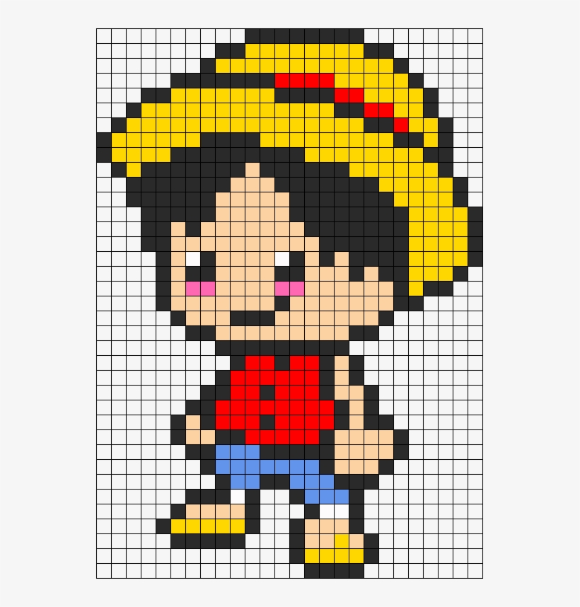 Kandi Patterns For Kandi Cuffs - Monkey D Luffy Pixel Art - Free ...