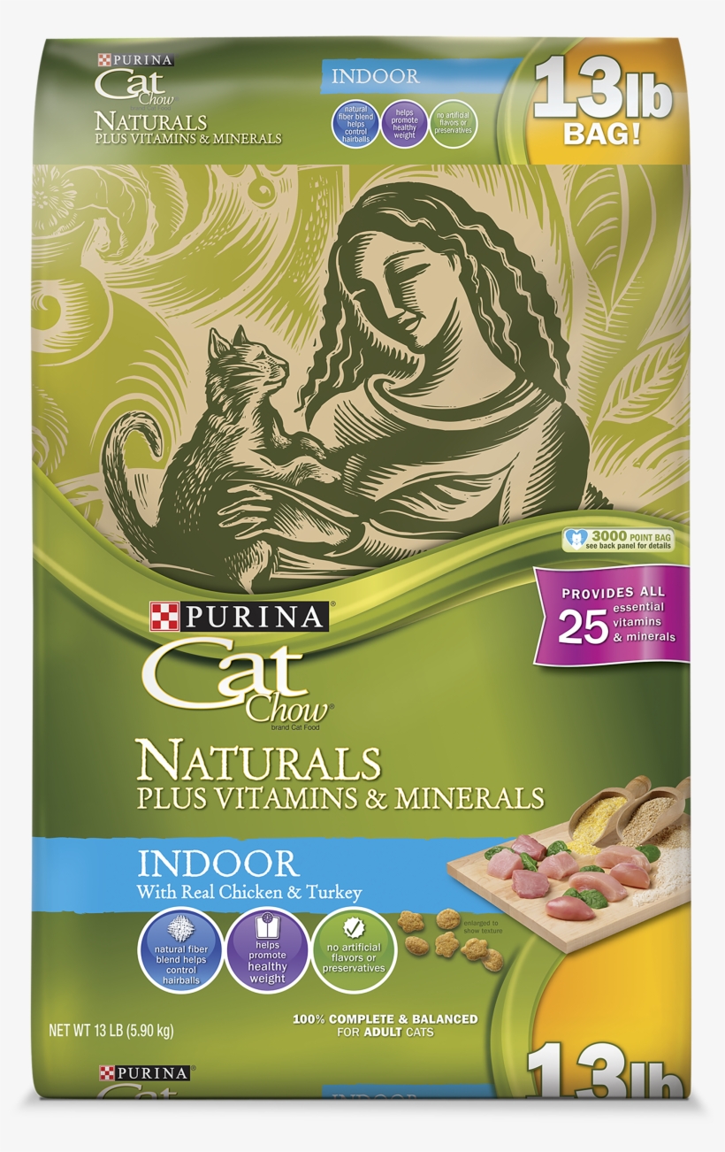 Purina Cat Chow Naturals Indoor Plus Vitamins & Minerals - Purina Cat Chow Naturals, transparent png #7869412