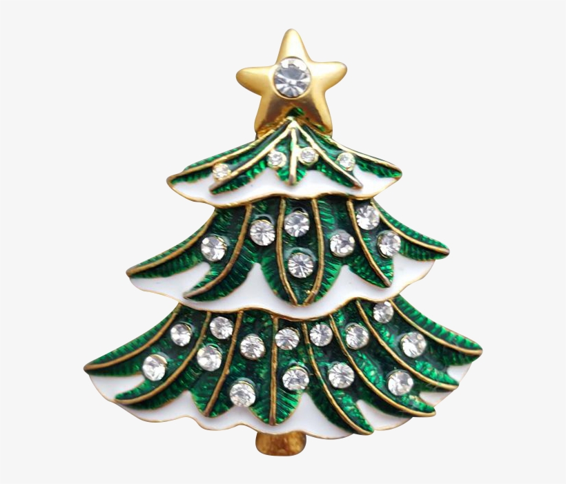 Delightful Christmas Tree Brooch In Green Enamel, With - Christmas Ornament, transparent png #7897412