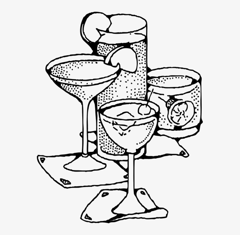Cocktail Mixed Drink Cocktail Glasses Coctail Glass Drinks Black And White Free Transparent Png Download Pngkey