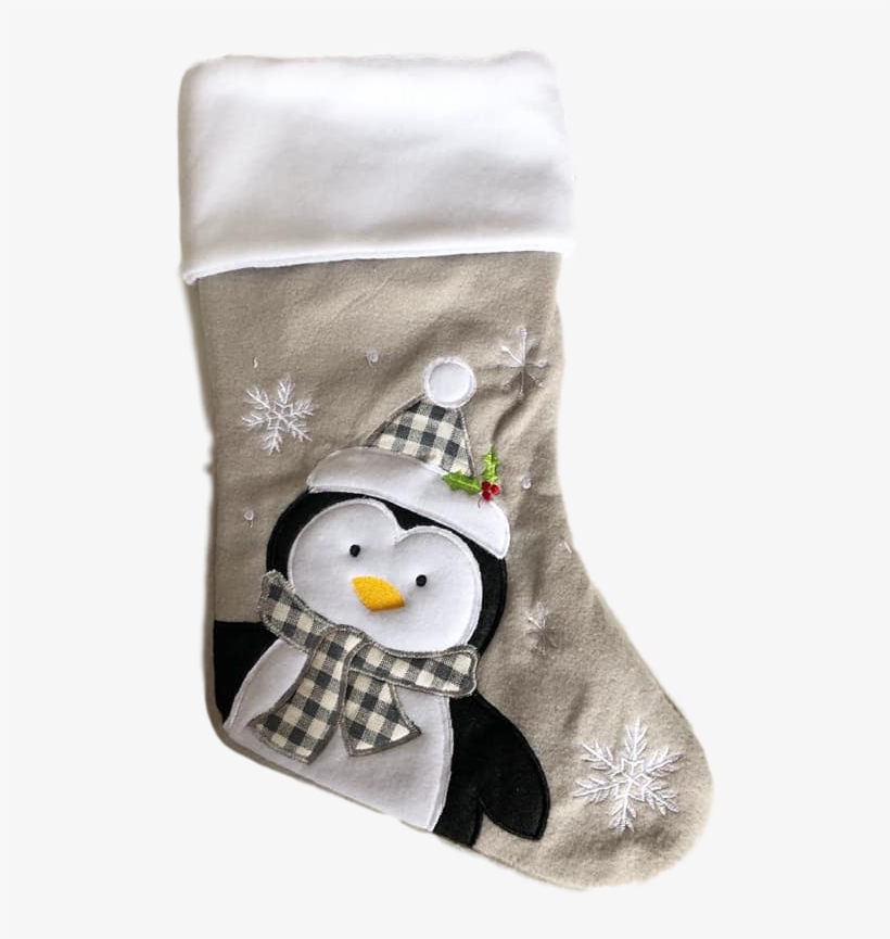 Grey Penguin Christmas Stocking - Christmas Stocking, transparent png #8145419