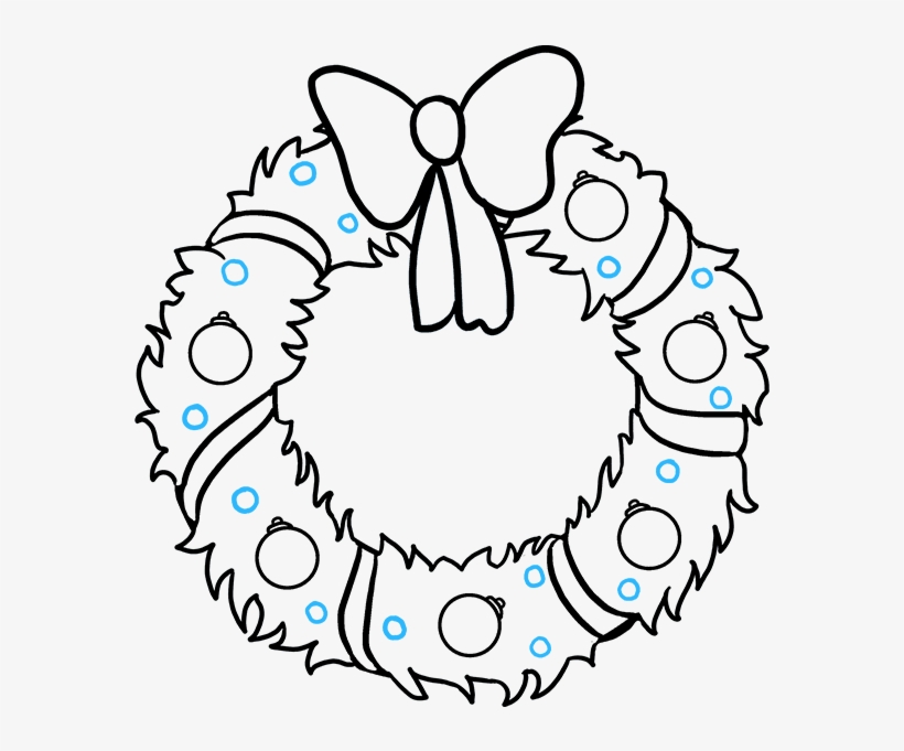 how to draw a christmas wreath
