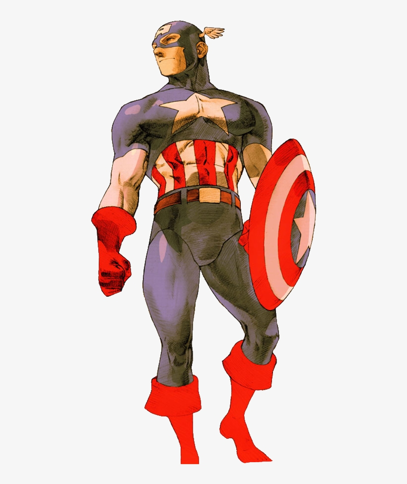 Captain America Clipart Muscular - Marvel Vs Capcom 2 Captain America, transparent png #831501